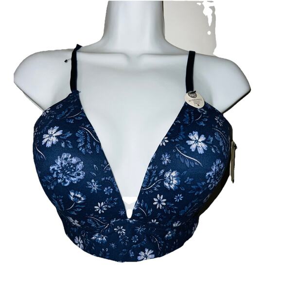 New! Lucky Brand Intimates Women's Sz 38C WireFree Comfort Bra Blue Floral Print - Picture 5 of 7